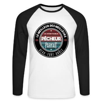 Le véritable pêcheur parfait - T-shirt baseball manches longues Homme - blanc/noir - Devant - Nik (191cm)