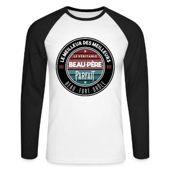 Le véritable beau père parfait - T-shirt baseball manches longues Homme - blanc/noir - Devant - Nik (191cm)