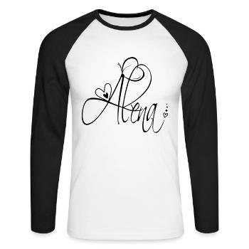 Alena Name Vorname Mädchen Kalligrafie Dekor - Unisex Baseballshirt langarm - Weiß/Schwarz - Vorne - Nik (191cm)