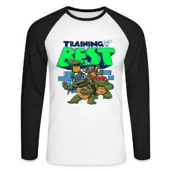 TMNT Mutant Mayhem Training To Be The Best - Unisex Long Sleeve Baseball T-Shirt - white/black - Front - Nik (191cm)