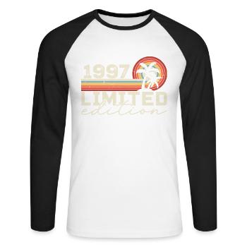 Vintage 1997 Cadeau Anniversaire 1997 Retro 1997 - T-shirt baseball manches longues Homme - blanc/noir - Devant - Nik (191cm)