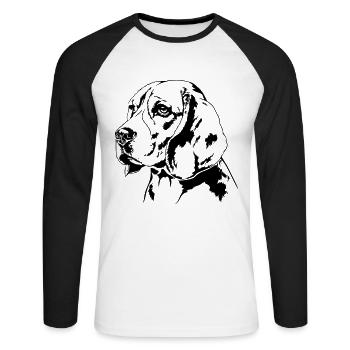 BEAGLE Hundeportrait Hund Hunde Wilsigns Jagdhund - Unisex Baseballshirt langarm - Weiß/Schwarz - Vorne - Nik (191cm)