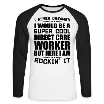 Direct Care Worker Appreciation Direct Care Worker - T-shirt baseball manches longues Homme - blanc/noir - Devant - Nik (191cm)
