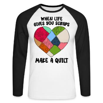 Quilten Frauen Oma Quilt Liebhaber Nähen Quilter - Unisex Baseballshirt langarm - Weiß/Schwarz - Vorne - Nik (191cm)