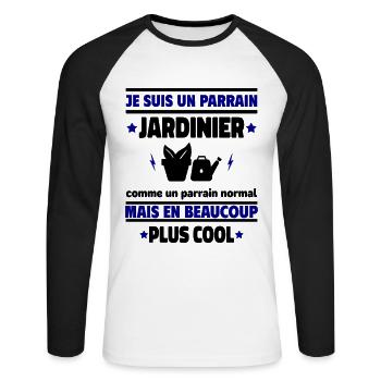 Je suis un parrain jardinier plus cool - T-shirt baseball manches longues Homme - blanc/noir - Devant - Nik (191cm)