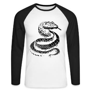 Snake Silhouette - Unisex Long Sleeve Baseball T-Shirt - white/black - Front - Nik (191cm)