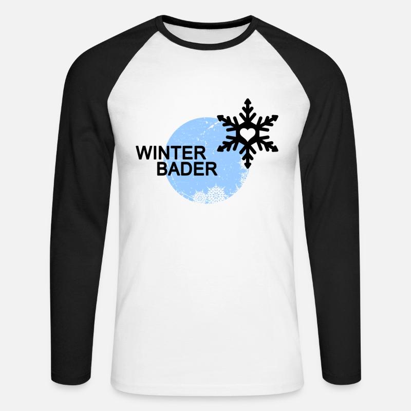 Winterbader Eisbader Winterschwimmen - Unisex Baseballshirt langarm - Weiß/Schwarz