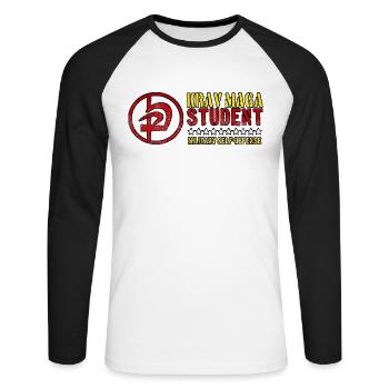 Krav Maga Étudiant Art Martial Défense Personnel - T-shirt baseball manches longues Homme - blanc/noir - Devant - Nik (191cm)
