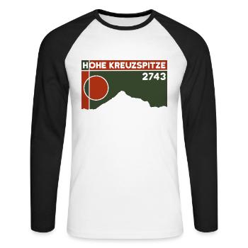 Berg Hohe Kreuzspitze - Unisex Baseballshirt langarm - Weiß/Schwarz - Vorne - Nik (191cm)