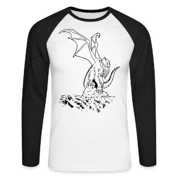 cthulhu02 - Unisex Baseballshirt langarm - Weiß/Schwarz - Vorne - Nik (191cm)