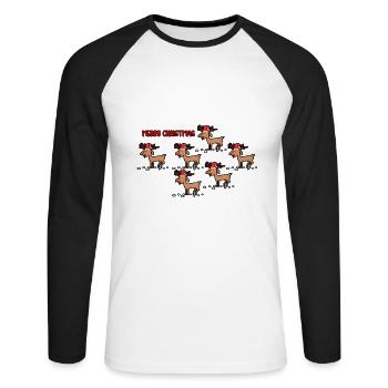 Noël Noël Noël saison des vacances - T-shirt baseball manches longues Homme - blanc/noir - Devant - Nik (191cm)