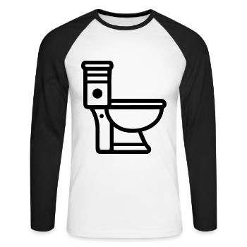 Wc Toilette - Unisex Baseballshirt langarm - Weiß/Schwarz - Vorne - Nik (191cm)