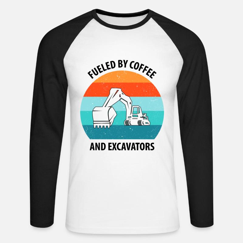 Bagger Baggerfahrer Baggerwagen - Unisex Baseballshirt langarm - Weiß/Schwarz