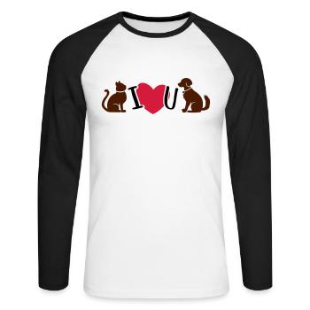 Chat et chien je t'aime - chat et chien je t'aime - T-shirt baseball manches longues Homme - blanc/noir - Devant - Nik (191cm)