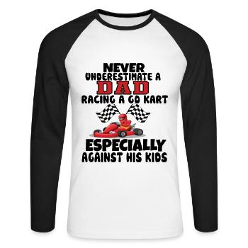 Racing dad vs kids, go-kart edition - Unisex Long Sleeve Baseball T-Shirt - white/black - Front - Nik (191cm)