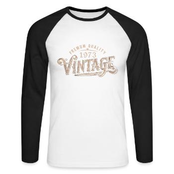 1973 Vintage 1973 Retro 1973 Birthday Gift - Unisex Long Sleeve Baseball T-Shirt - white/black - Front - Nik (191cm)