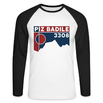 Guide de montagne Piz Badile Normal Path North Face Climbing - T-shirt baseball manches longues Homme - blanc/noir - Devant - Nik (191cm)