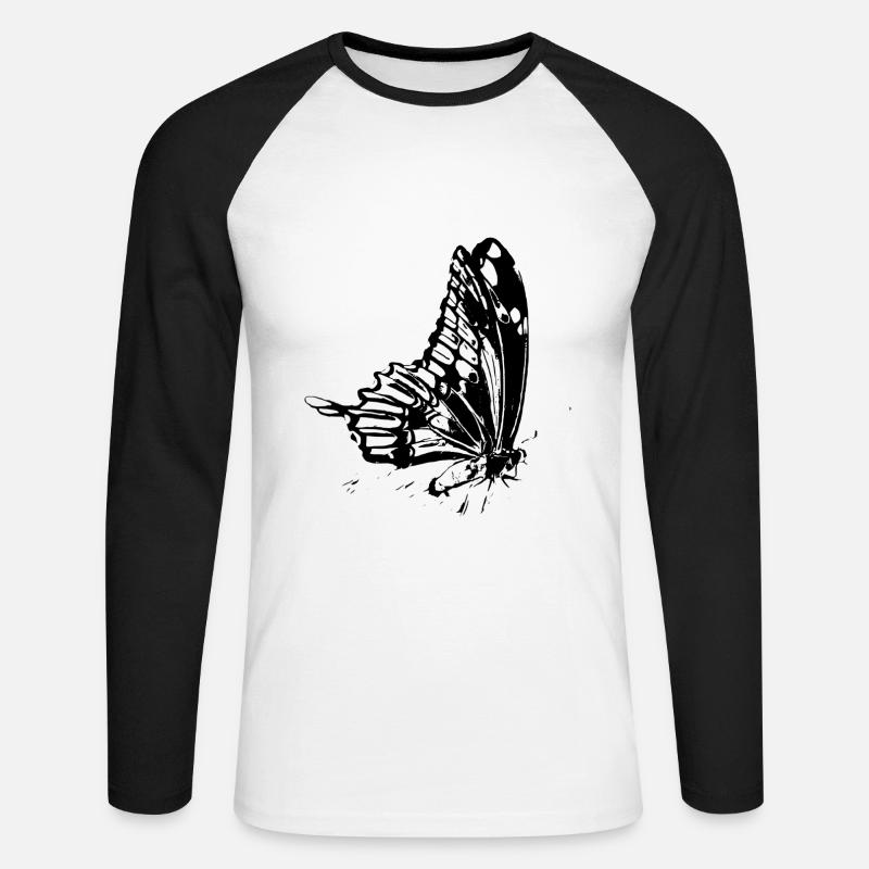 Schmetterling - Unisex Baseballshirt langarm - Weiß/Schwarz