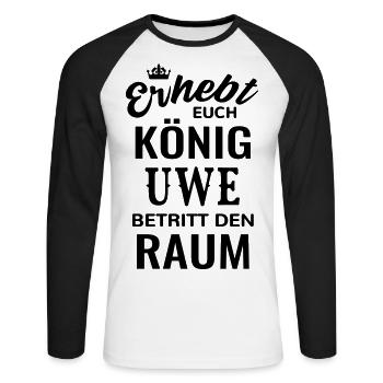 Name Uwe König Geschenkidee Geburtstag lustig - Unisex Baseballshirt langarm - Weiß/Schwarz - Vorne - Nik (191cm)