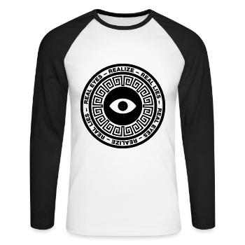 REAL EYES REALIZE REAL LIES - Unisex Baseballshirt langarm - Weiß/Schwarz - Vorne - Nik (191cm)