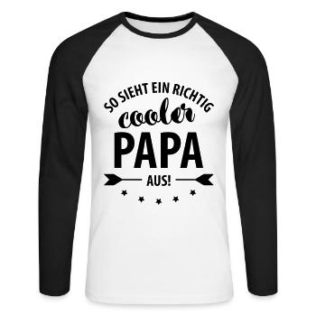 So sieht ein richtig cooler Papa aus! - Unisex Baseballshirt langarm - Weiß/Schwarz - Vorne - Nik (191cm)