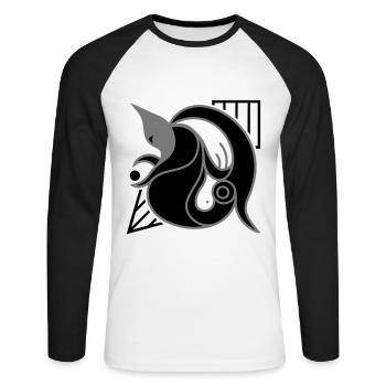 Let's go there. Liberation and Transformation - Unisex Long Sleeve Baseball T-Shirt - white/black - Front - Nik (191cm)