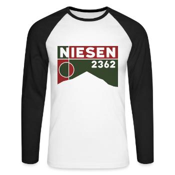 Niesen Wandern Treppenlauf Wanderung Thun Souvenir - Unisex Baseballshirt langarm - Weiß/Schwarz - Vorne - Nik (191cm)