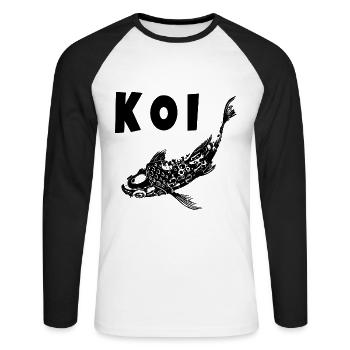 Koi - T-shirt baseball manches longues Homme - blanc/noir - Devant - Nik (191cm)