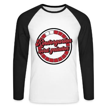 Farben änderbar | Kindergarten wird geladen - Unisex Baseballshirt langarm - Weiß/Schwarz - Vorne - Nik (191cm)