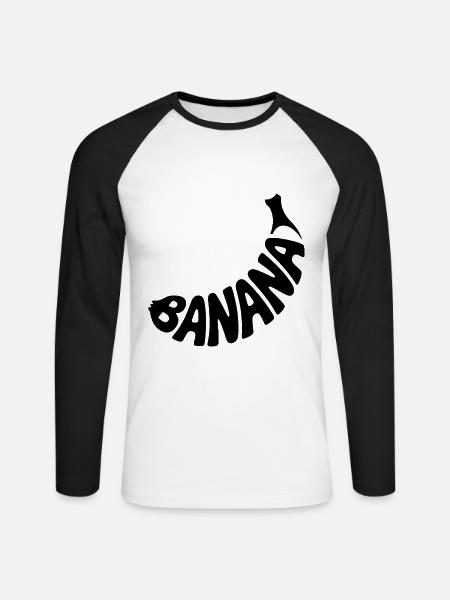 Banane - Coole Frucht Logo - Unisex Baseballshirt langarm - Weiß/Schwarz
