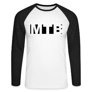 MTB mountainbike - Unisex Baseballshirt langarm - Weiß/Schwarz - Vorne - Nik (191cm)