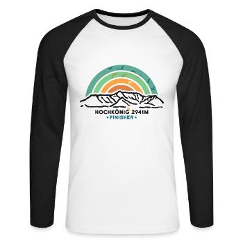 Hochkönig Wandern Wanderung Klettersteig Finisher - Unisex Baseballshirt langarm - Weiß/Schwarz - Vorne - Nik (191cm)