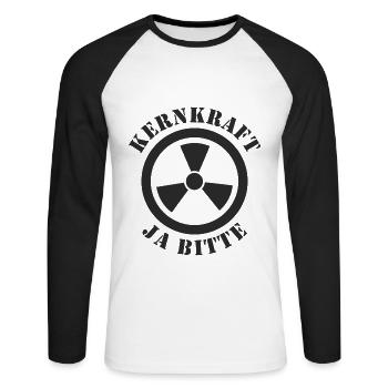 Kernkraft, Ja bitte - Unisex Baseballshirt langarm - Weiß/Schwarz - Vorne - Nik (191cm)