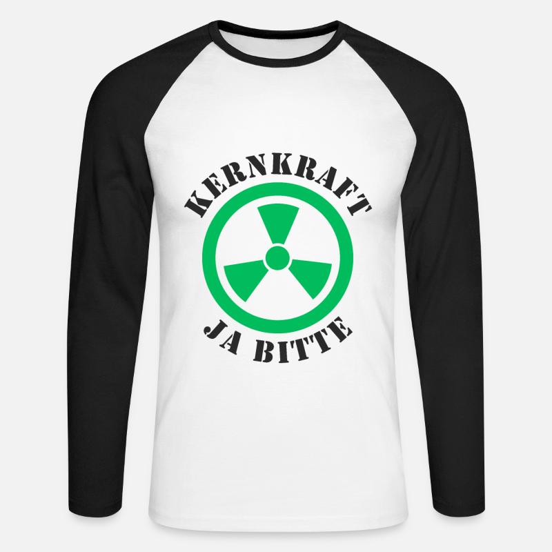 Atomkraft, Ja bitte - Unisex Baseballshirt langarm - Weiß/Schwarz