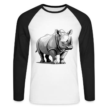 Nashorn Rhino - Animal Sticker - Unisex Long Sleeve Baseball T-Shirt - white/black - Front - Nik (191cm)