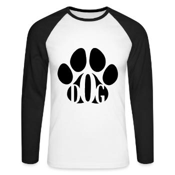 Chien, patte de chien, meilleur ami de l'homme - T-shirt baseball manches longues Homme - blanc/noir - Devant - Nik (191cm)