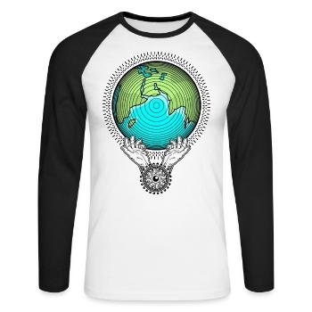 Save our Planet Earth Natur Schutz Umweltschutz - Unisex Baseballshirt langarm - Weiß/Schwarz - Vorne - Nik (191cm)