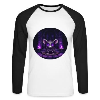 Retro Ratte für Rattenliebhaber - Unisex Baseballshirt langarm - Weiß/Schwarz - Vorne - Nik (191cm)