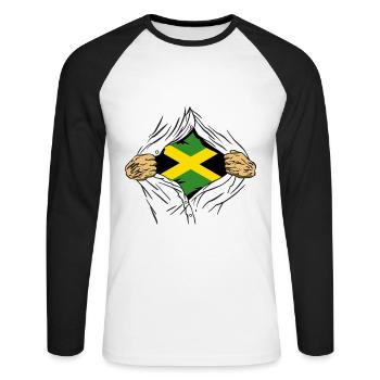 Drapeau jamaïcain Drapeau jamaïcain Jamaïque Vintage - T-shirt baseball manches longues Homme - blanc/noir - Devant - Nik (191cm)