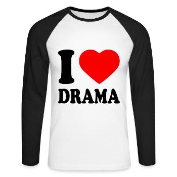 I love drama - T-shirt baseball manches longues Homme - blanc/noir - Devant - Nik (191cm)