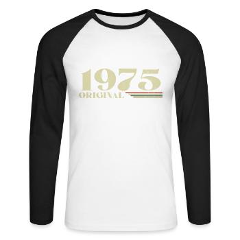 Original 1975 Vintage 1975 Anniversary 1975 Retro - Unisex Long Sleeve Baseball T-Shirt - white/black - Front - Nik (191cm)