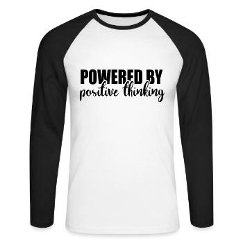 Powered by positive thinking - T-shirt baseball manches longues Homme - blanc/noir - Devant - Nik (191cm)