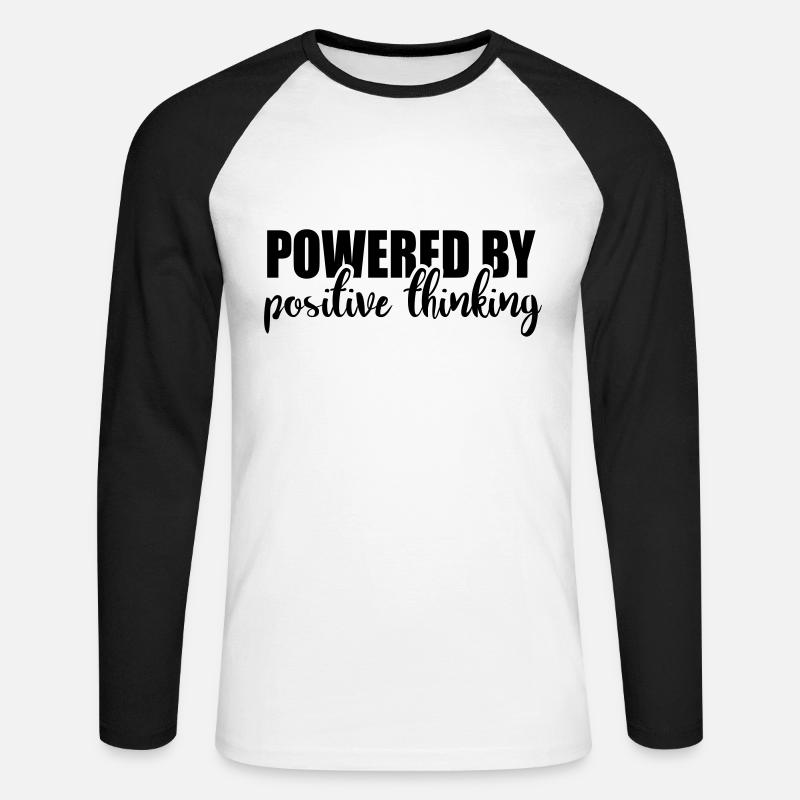 Powered by positive thinking - Unisex Baseballshirt langarm - Weiß/Schwarz