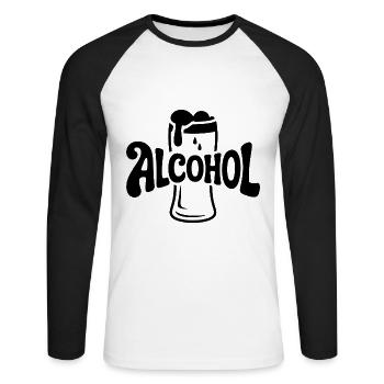Alkohol - Cool Drinking Logo - Unisex Baseballshirt langarm - Weiß/Schwarz - Vorne - Nik (191cm)
