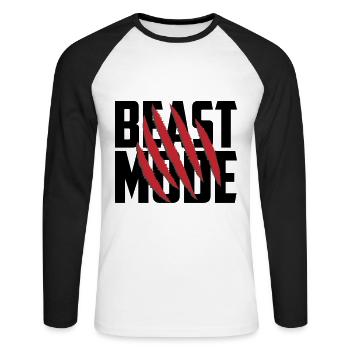 Les couleurs peuvent être modifiées | Mode Bête - T-shirt baseball manches longues Homme - blanc/noir - Devant - Nik (191cm)