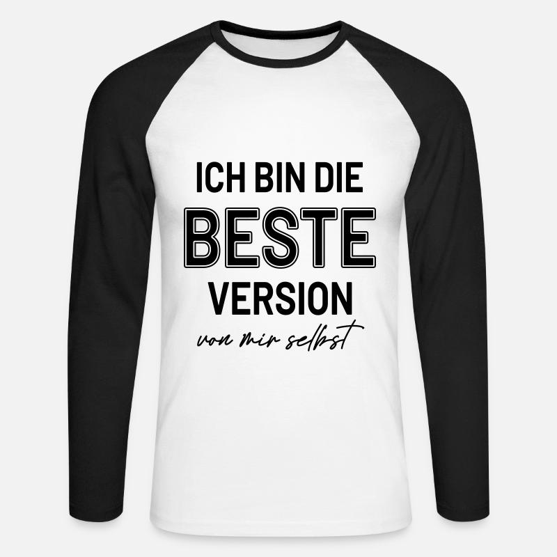 Statement Beste Version Selbstbewusst HerzAufShirt - Unisex Baseballshirt langarm - Weiß/Schwarz