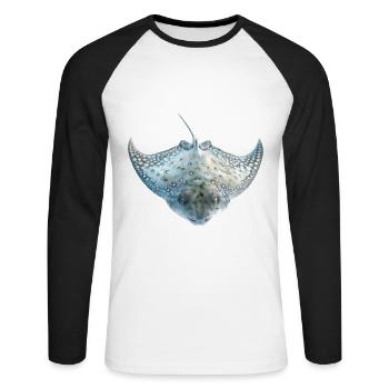 Stachelrochen - Unisex Baseballshirt langarm - Weiß/Schwarz - Vorne - Nik (191cm)