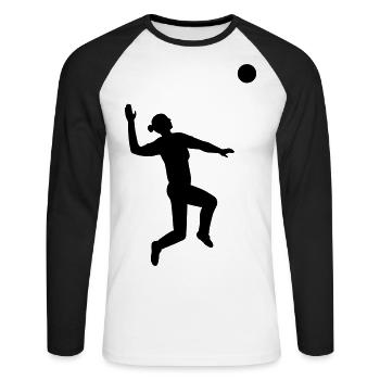 Dynamic serve in volleyball - Unisex Long Sleeve Baseball T-Shirt - white/black - Front - Nik (191cm)