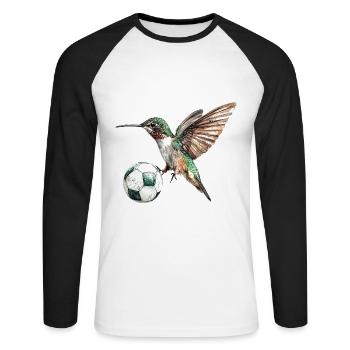 Kolibri - Unisex Baseballshirt langarm - Weiß/Schwarz - Vorne - Nik (191cm)