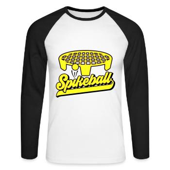 Farben änderbar | Roundnet Spikeball Fun - Unisex Baseballshirt langarm - Weiß/Schwarz - Vorne - Nik (191cm)